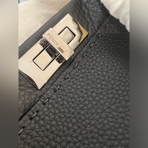 Fendi Grey Selleria Leather Peekaboo Shoulder Bag - Picture 11 of 11